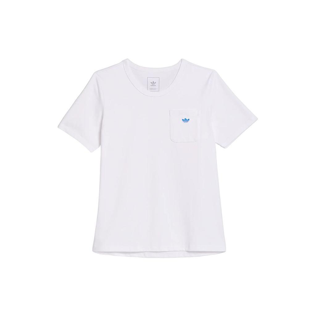 Adidas Originals Trefoil Solid Color Front Pocket Crew Neck Casual Short Sleeve T-Shirt Men Tops White HM6857