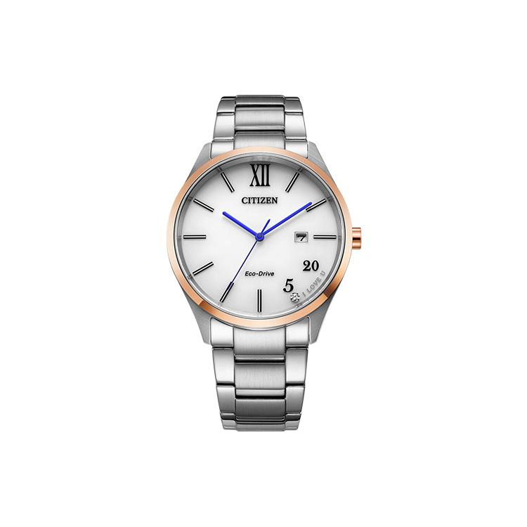 Citizen Коллекция Eco-Drive Часы с солнечным механизмом Стальной ремешок Мужские часы Белый циферблат BM7356-80A