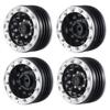 TRZX Metal 1.9" Beadlock Wheels, RC Wheel Rims and Hubs for 1/10 RC Crawlers, TRX4, TRX6, Axial, SCX10, 90046 Upgrade (4 Pieces, Black + Silver)