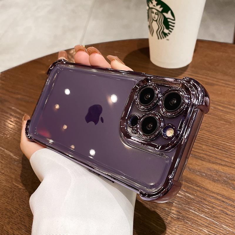 Роскошный гальванический прозрачный чехол для телефона iPhone 15 14 13 12 11 Pro Max Plus X Xs XR Max, противоударный прозрачный чехол с бампером