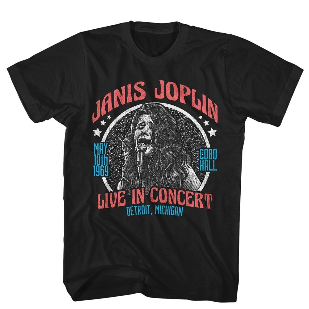 New Janis Joplin T-Shirt 1969 Live Tour Classic Rock Mens Vintage Black Cotton Unisex T-Shirt