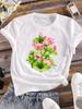 (Asian Size) Clothing Casual Print Lady Lovely Floral Trend Women Tee Top Flower Fashion Short Sleeve T Shirt Female Graphic T-shirts