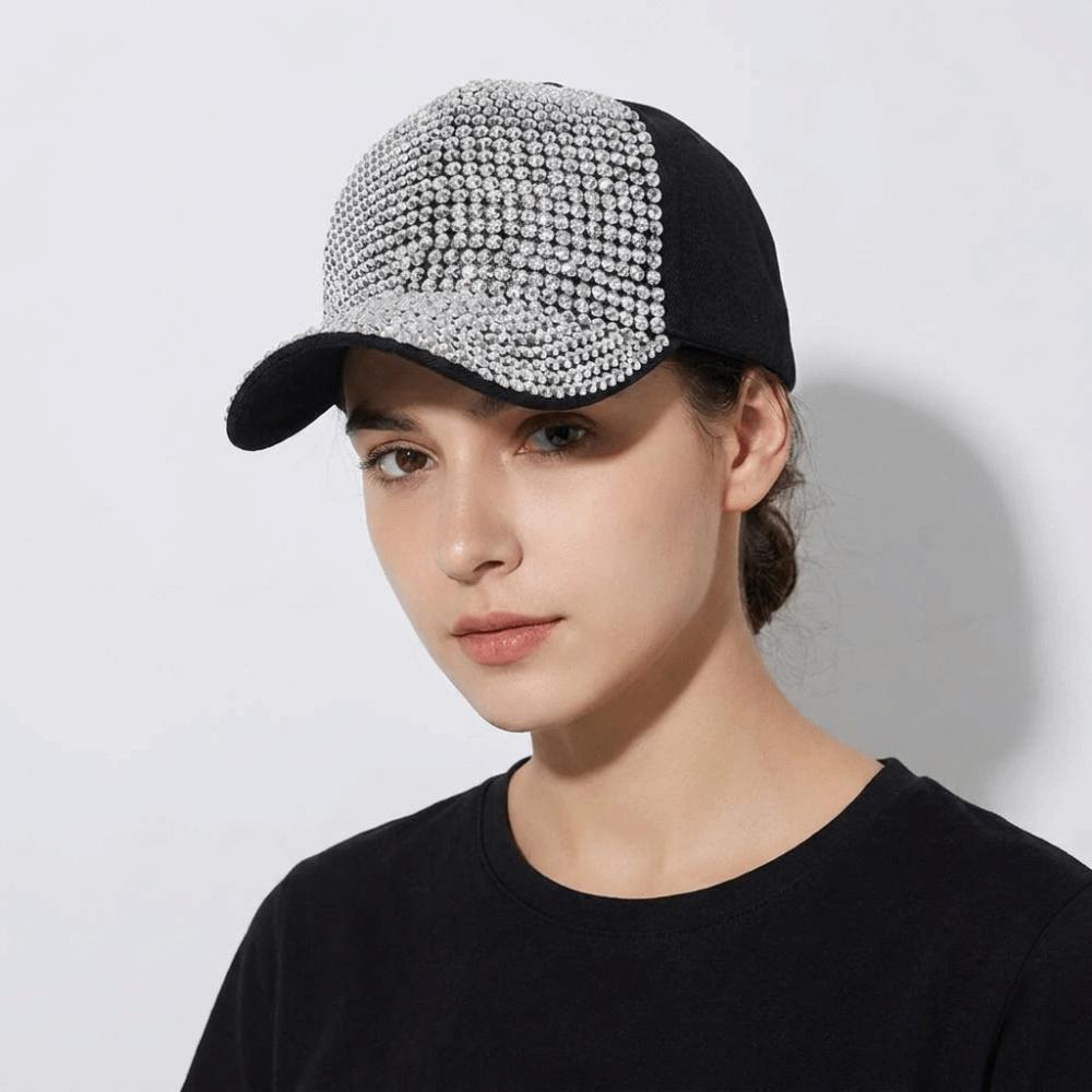 Solid Color Sunscreen Sun Hat Adjustable Sunshade Peaked Cap Rhinestones Baseball Cap Street
