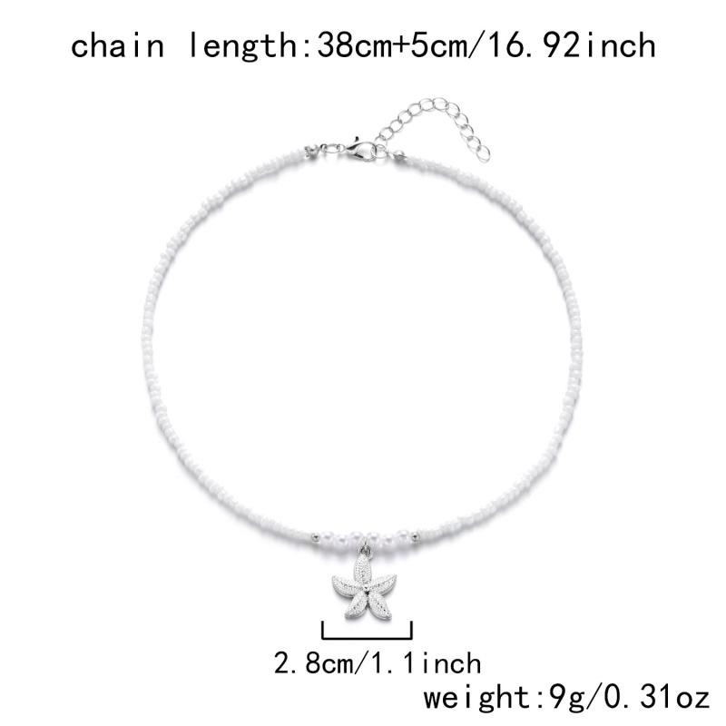 Ожерелье «Морская звезда» - Серф и пляжная бохо-бижутерия Морская звезда Черепаха Ожерелья-чокеры из бусин, Регулируемые ожерелья, Океанский подарок