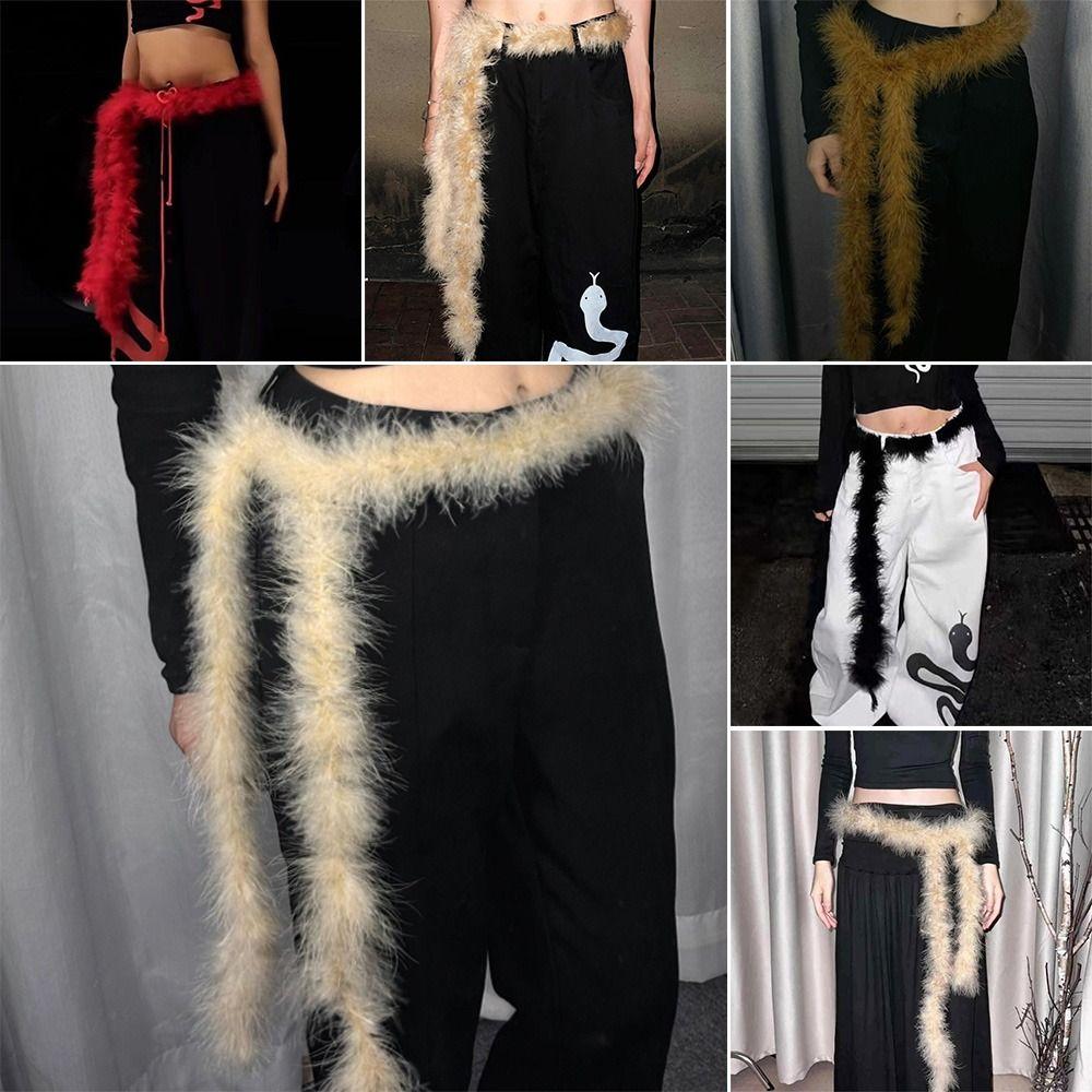 Панк Y2K Меховой пояс Пушистый Хип-хоп Джинсовый пояс Джинсы Брюки Декор Мягкий Плюшевый Пояс