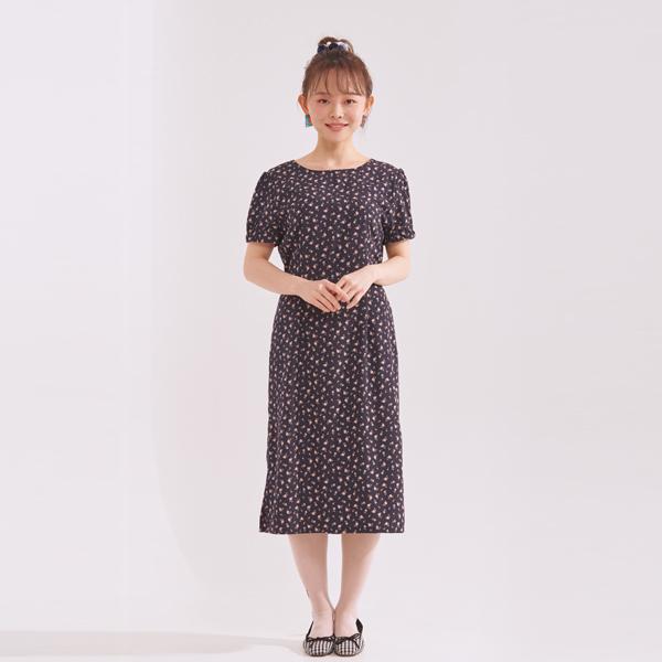 Primavera Flower Back Banding Dress (Navy)