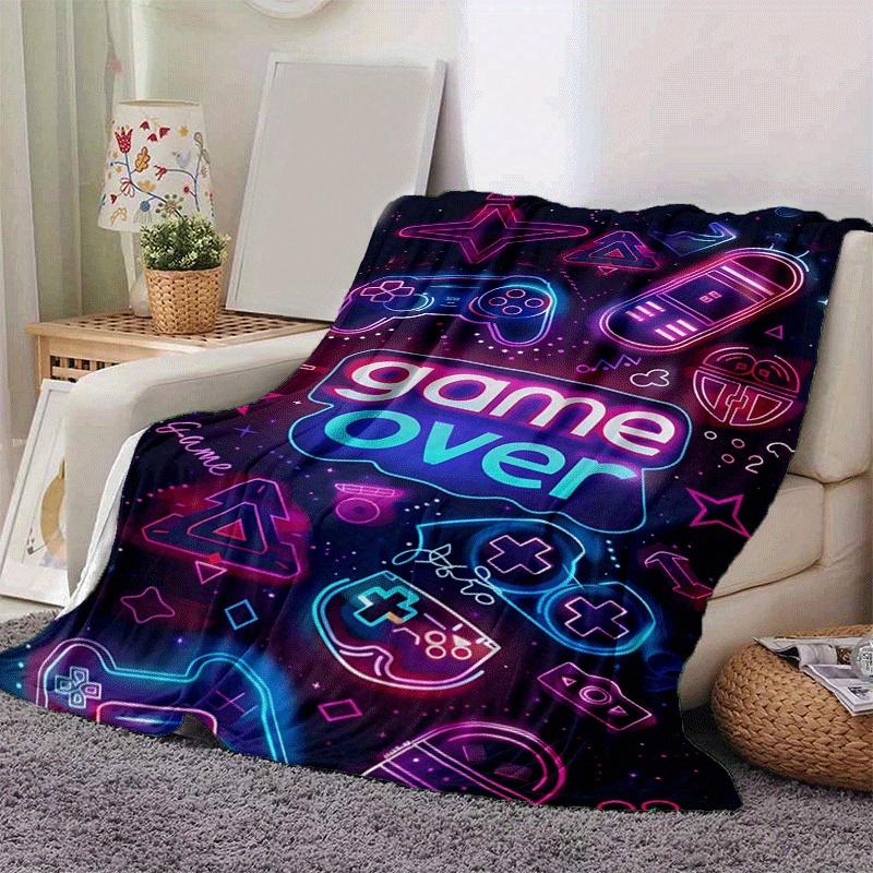 1pc Gamepad Printing Lightweight Flannel Blanket, Comfortable and Warm Blanket, for Camping Sofa Bed and Couch Office, Gift