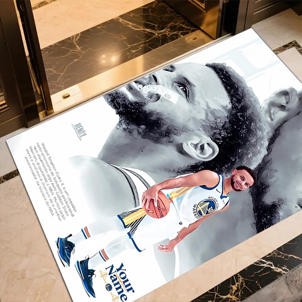Basketball Player Action Customize Text Floor Rug Office Rug Design for Dormitory Study room Kitchen Balcony Antislip Carpet Anime Office Decor