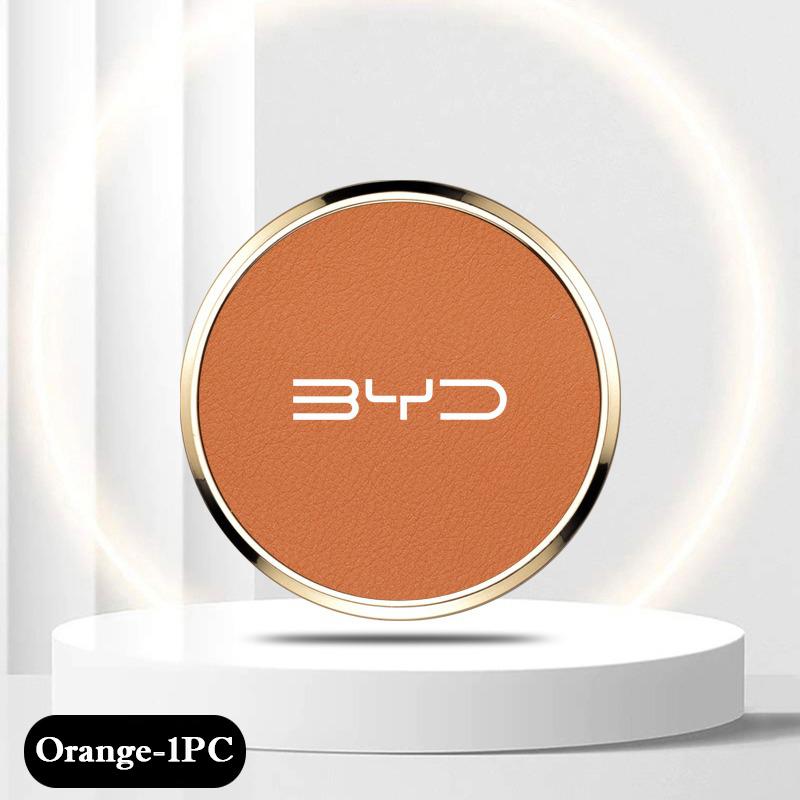 For BYD KING Destroyer 05 Alloy Leather Car Coaster Water Cup Holder Anti-slip Pad Bottle Slot Mat Interior Accessories