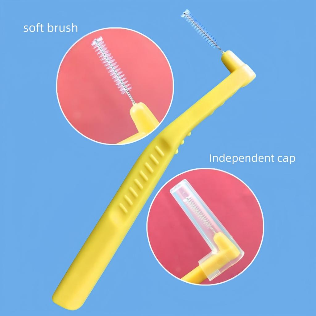 20pcs L Shaped Interdental Brush Cleaning Teeth Gap Soft Brush Portable Interdental Oral Hygiene Cleaning Toothpick Tools