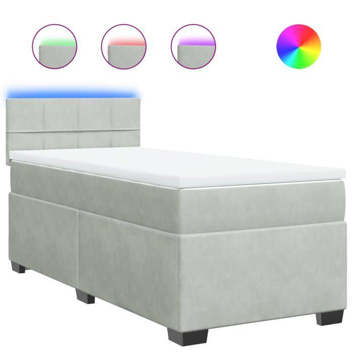 Maison Exclusive - Sommier à lattes de lit et matelas Gris clair 90x190 cm Velours