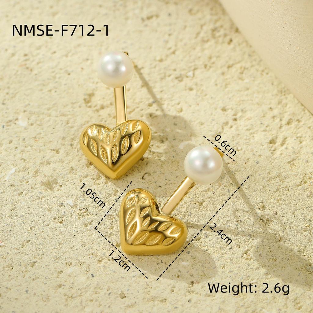 GEMCHIC Women's Stainless Steel Heart Stud Earrings - Minimalist Design Love Heart Earrings for Daily Wear
