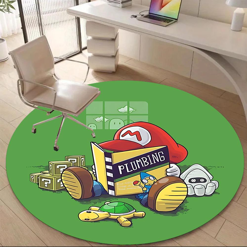 M-Mario Bros. Plumber Office Round Area Rug, Indoor Mat Suitable For Office, Under Office Chairs Bedroom Living Room Home Decor, DT1212023