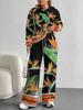 European and American Autumn/Winter 1116 Casual Vintage Floral Long-Sleeve Set, Women's Hoodie Sweatshirt and Long Pants Two-Piece Set