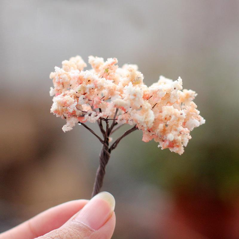 Pink Peach Flower Tree Miniature Ornament for DIY Landscaping