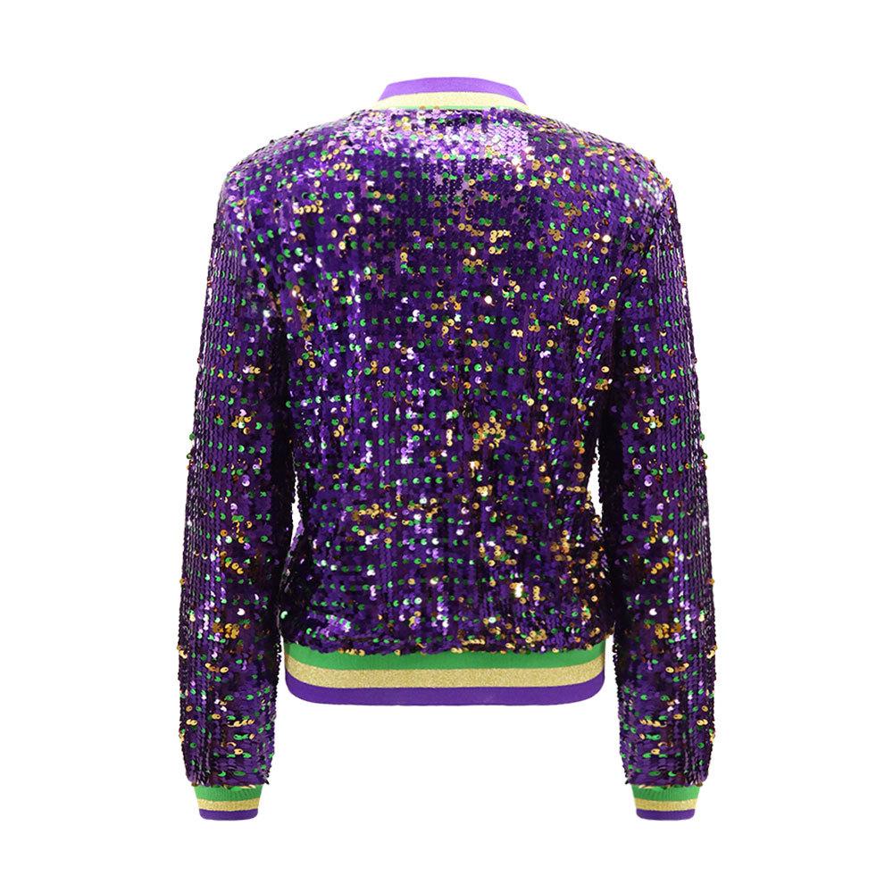Long Sleeve Sequins Fashion Trend Baseball Jacket Cardigan Women's Jacket