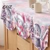 Religious Christmas Decoration Fireplace Mantel Scarf, Decorative Runner Cover, Snowman Santa Claus Snowy Polyester Garland Village Scene Covering