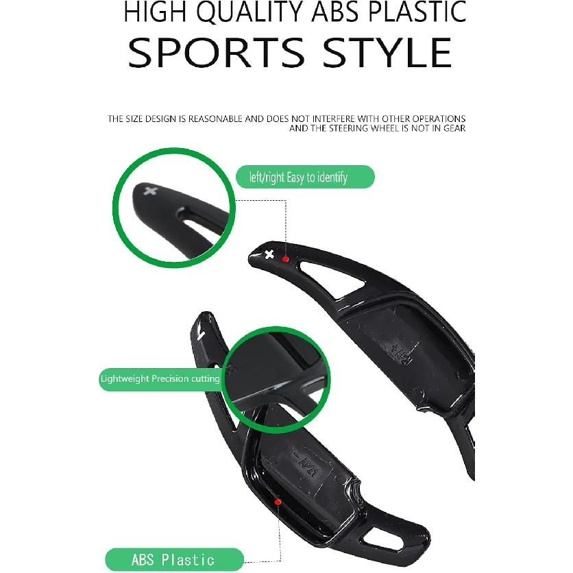 2Pcs ABS plastic Steering Wheel Paddle Shift Extension Cover Carbon Fiber Pattern Black