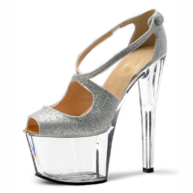 15 см высокие каблуки блестящая пудра сандалии с открытым носком ненавижу высокие каблуки водонепроницаемая платформа женская обувь