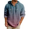 Men's Hooded T-shirt Gradient Color Cotton And Linen Men's Casual Long-sleeved Top