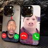 John Pork звонит Чехол для телефона с функцией ответа на звонок Для iPhone 17,16,15,14,13,12,11,Pro,X,XS,Max,Plus Мягкий черный чехол