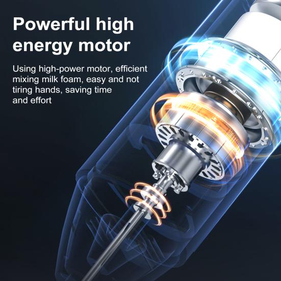 Electric Milk Frother Mixer Type C Rechargeable Handheld Drink Stirrer 3-Speed Whisk Wand Powerful Motor Noise-Reducing Foam