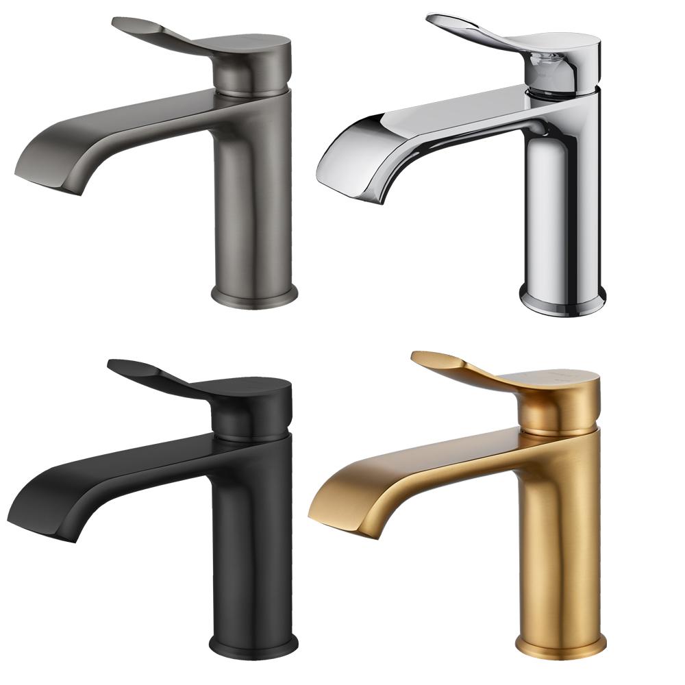 Modern Brass Gun Grey Single Hole Bathroom Water Basin Faucet Basin Mixer Faucet
