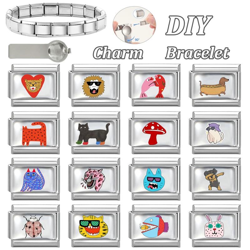 Креативный Персонализированный DIY Серия Мультяшных Животных Браслет-Шарм Прекрасная Рыба Собака Кошка Бусина Подходит для Браслета из Нержавеющей Стали 9мм Подарок