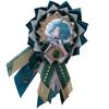 YUYAKESHI Ita Bag Rosette, Handmade Badge Rosette with Ribbon, Retro Design for Badges, Ita Bags, and Merchandise (Dark Green)