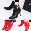 Ramidos Women Pointed Metal Decoration Boots Fashion High Heel Shoes