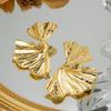 Позолоченные 18-каратным золотом преувеличенные металлические серьги-гвоздики гинкго билоба модные женские серьги в стиле ретро