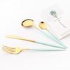 36pcs Mint Green Gold Mirror Dinnerware Set Cutlery Sets Stainless Steel Flatware Set Dinner Knife Forks Spoons Tableware Gifts