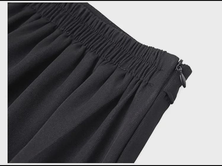 Черная юбка-рыбий хвост А-силуэта с высокой талией - весна, размер плюс, прикрывает живот, утягивает