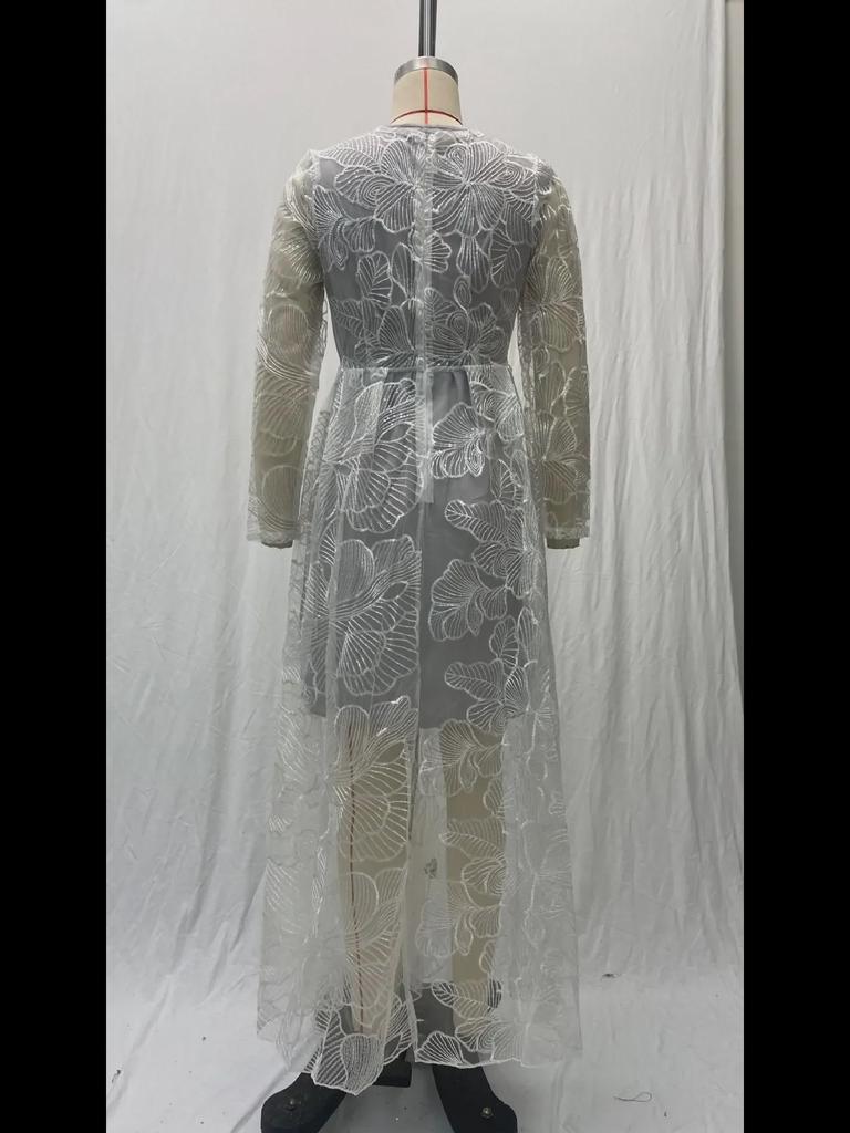 2025 European & American Women's Sequin and Lace Embroidery Evening Gown