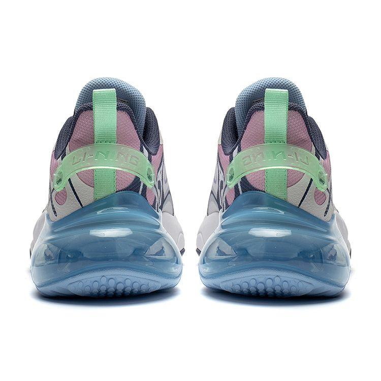 Li Ning Youth Childrens Round Air - Nebula Comfortable Wear-Resistant Shock Absorbing Casual Shoes Kids Casual Shoes White Blue YKCT008-4