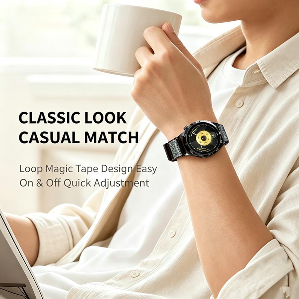 22mm Universal Hook and Loop Nylon Watch Band Soft Breathable Replacement Strap for Samsung Huawei Xiaomi Garmin CMF OPPO Vivo 22mm Regular Watches