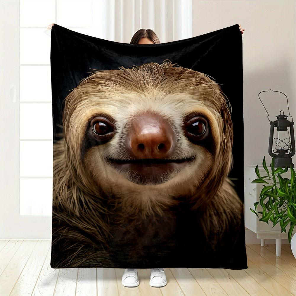 Smiling Sloth Print Blanket bedroom Blanket for Livingroom Couch lunch break Soft throw for Friend's festival Gift