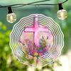 1pc Mandala Style 3D Rotating Wind Chime with Floral Cross Design - Metal Art Decor, No Power Needed, Ideal for Outdoor and Garden Decoration