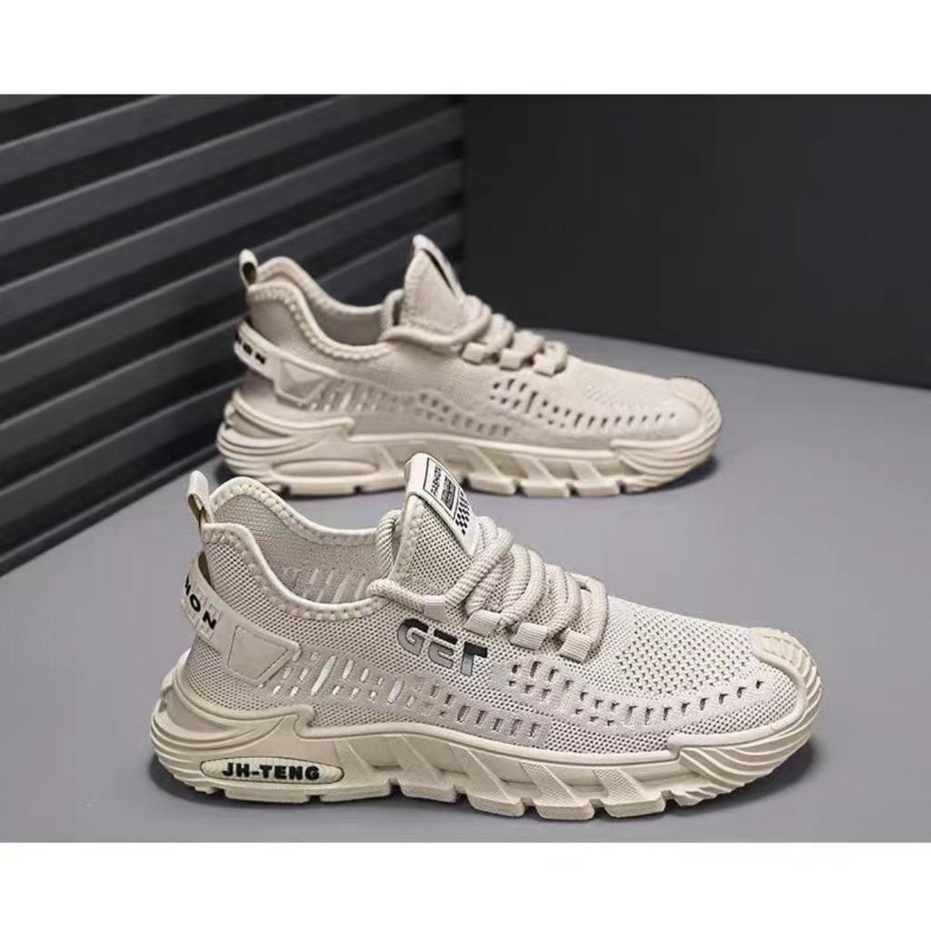 Мужская летняя новая сетчатая дышащая мужская повседневная обувь трендовые универсальные полые туфли на одну ногу однотонные туфли