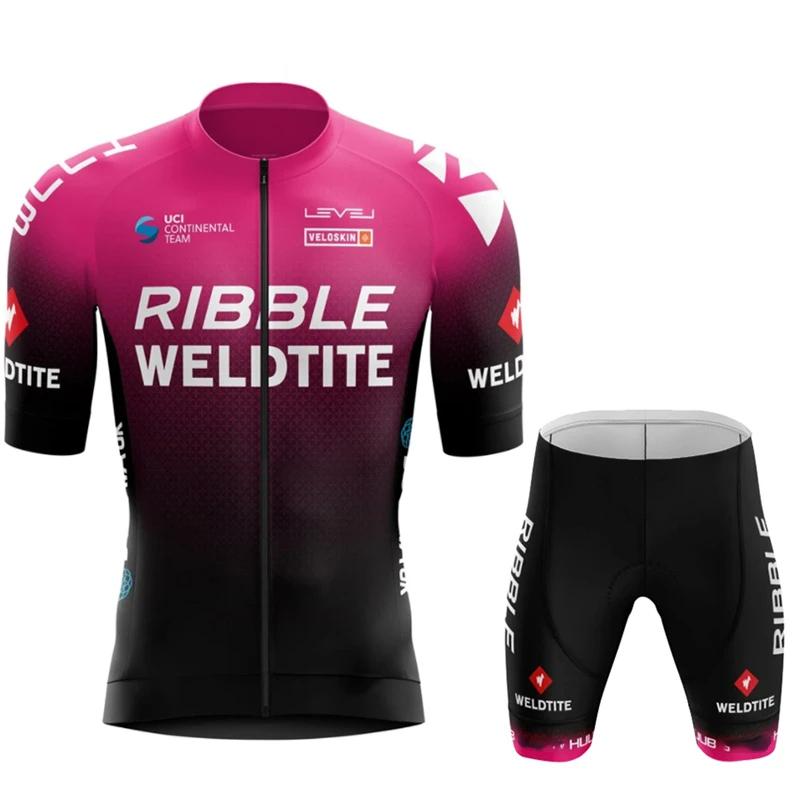 2026 Ribble Weldtite Cycling Jersey Set Short Sleeve Men Anti-UV Bike Summer Cycling Clothing Maillot Ciclismo Hombre Bicycle Suit