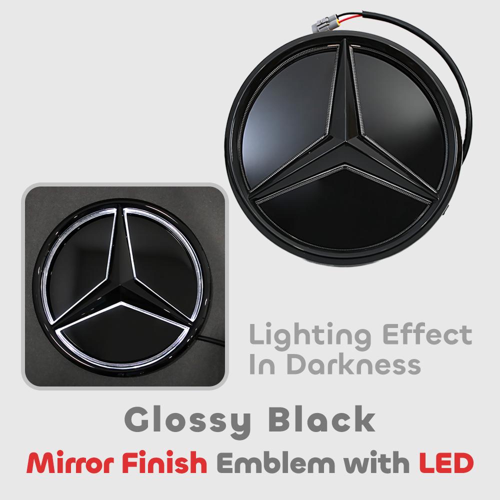 nrbju6 New 2025 Front Grille Star Logo 3D Mirror Emblem With LED Lighting Chrome Silver Glossy Matte Black For Mercedes Benz E-Class W2