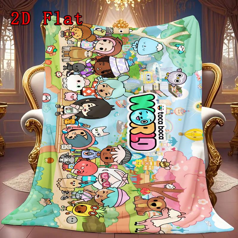 Toca Boca World 2D Flat Pattern Flannel Blanket High quality All Seasons Warmth and Comfort Perfect for Christmas Gifts.NMT0928173