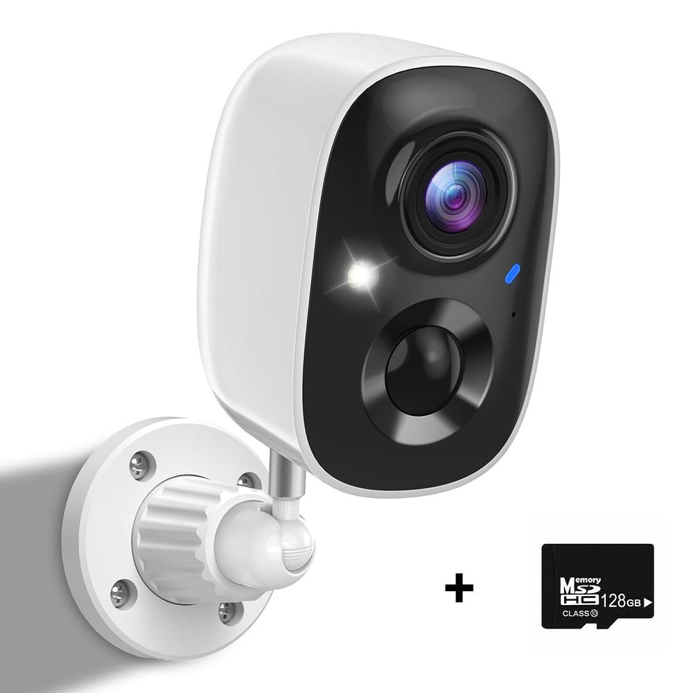Камеры видеонаблюдения Беспроводные камеры для домашней безопасности с датчиком движения на базе искусственного интеллекта Прожектор и сирена Сигнализация Ночное видение 2K Color, SD/Cloud Storage