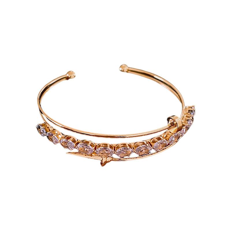 Gold Silver Zircon Hoop Hand Chain With Geometric Design For Fashion Accessories