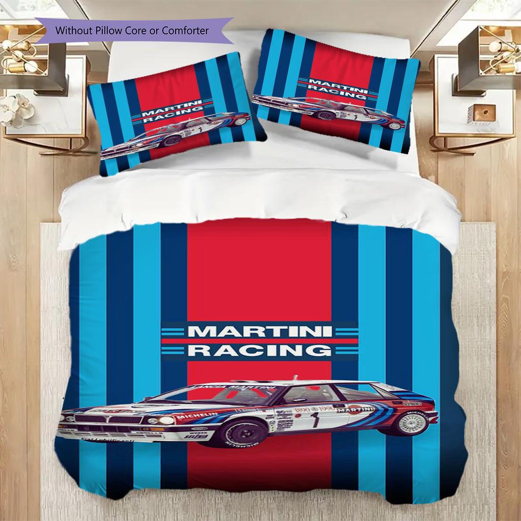 Martini Heritage Theme Bedding (1 * duvet cover + 2 * pillowcase, without core) 2D Flat Christmas birthday gift Bedding set Duvet cover and pillowcase