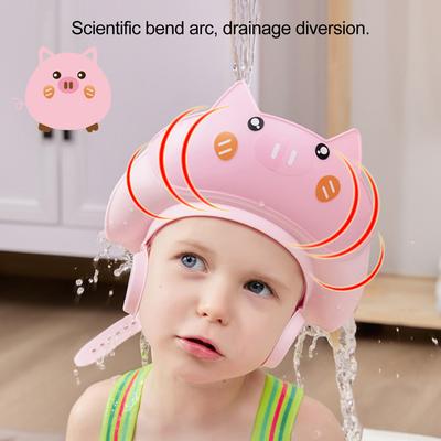 Детская шапочка для душа, безопасная силиконовая защитная шапочка для ванны, мягкая шапочка с козырьком в форме мультфильма, регулируемый ремешок, водонепроницаемая шапочка для мытья шампунем