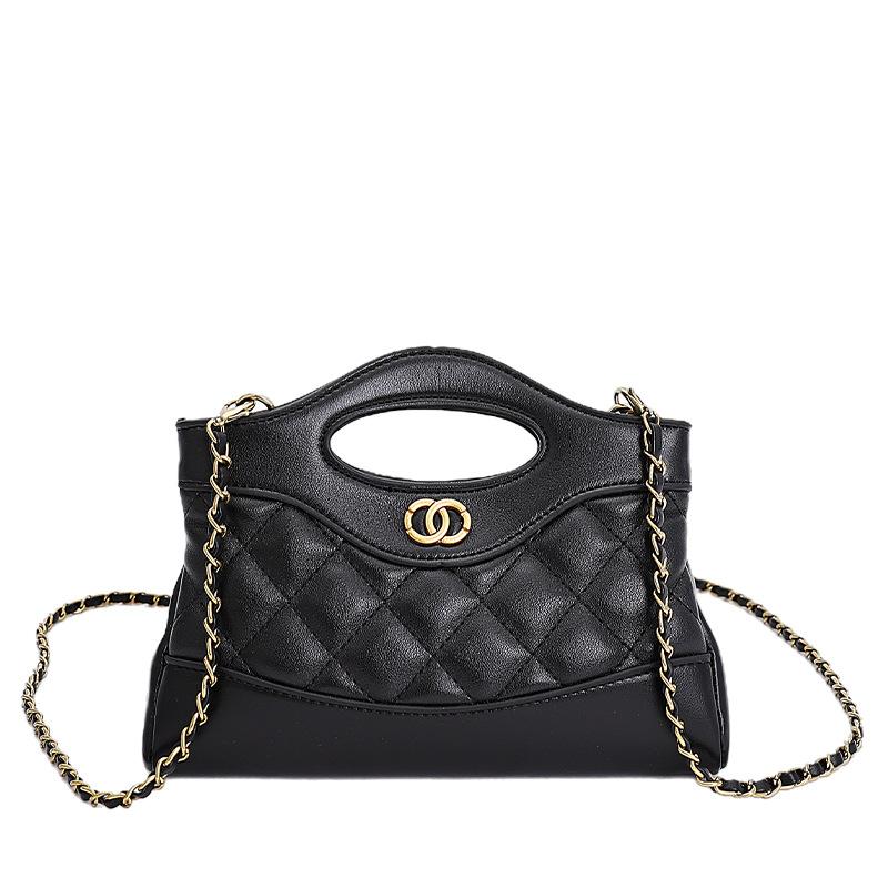 Bag Rhombus Portable Small Square Bag Women's 2025 Autumn and Winter New Trendy Contrast Shoulder Bag Chain Crossbody Bag