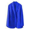 Women Suit Coat Lapel Long Sleeve Double Breasted Suit Jacket with Pockets Solid Color Loose Fit
