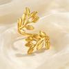Fashion Tree Leaf Rings for Women Gold Color Stainless Steel Irregular Open Rings Elegant Waterproof Jewelry Gifts