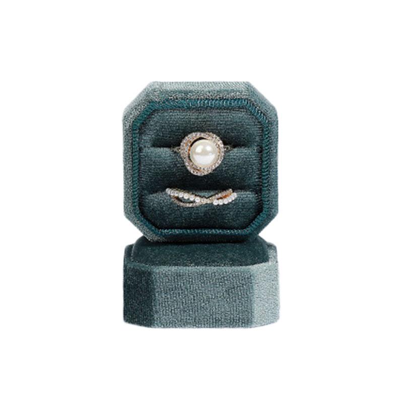 Бархатное двойное кольцо, восьмиугольное кольцо для хранения ювелирных изделий, съемная крышка, коробка для колец, винтажный держатель для подарков с одним кольцом